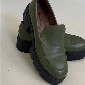 Free People Forest Green Loafers with Black Soles